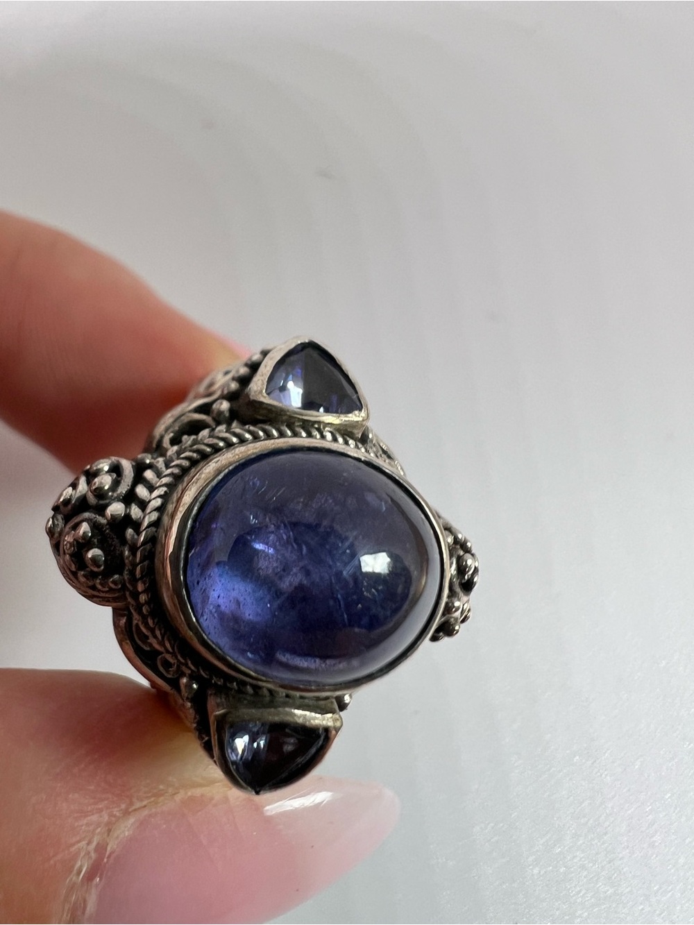 SARDA Tanzanite and Sterling silver Bali ring Size 7.5 11.6g - Picture 14 of 15